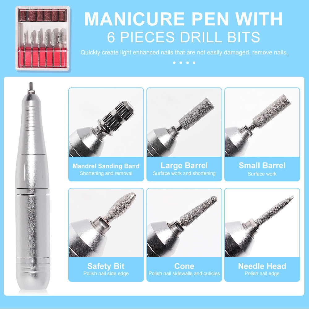 Rechargeable Electric Nail File Professional - 45000RPM Portable Efile Nail Drill Kit, Cordless E File Nail Drill Machine For Acrylic Gel Nails Salon Home Manicure Use