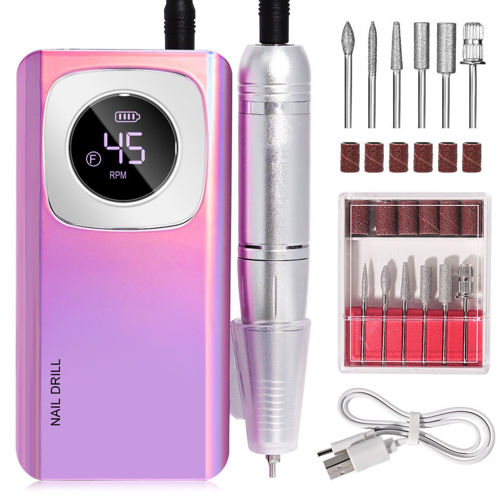 Rechargeable Electric Nail File Professional - 45000RPM Portable Efile Nail Drill Kit, Cordless E File Nail Drill Machine For Acrylic Gel Nails Salon Home Manicure Use
