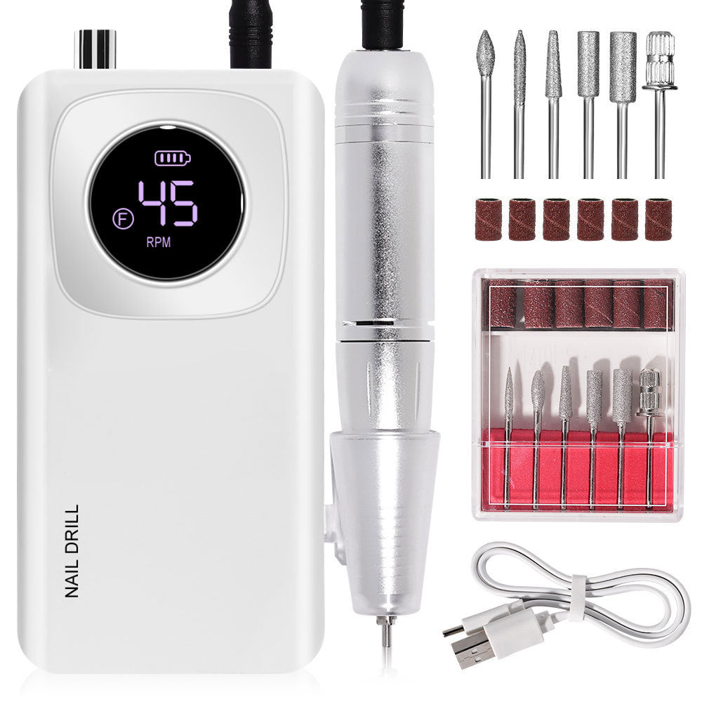Rechargeable Electric Nail File Professional - 45000RPM Portable Efile Nail Drill Kit, Cordless E File Nail Drill Machine For Acrylic Gel Nails Salon Home Manicure Use